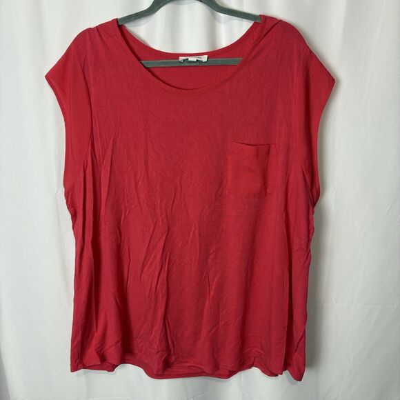 Calvin Klein Women’s Mixed Media Pocket Tee Hot Pink 3X Casual Work Office - Picture 1 of 5